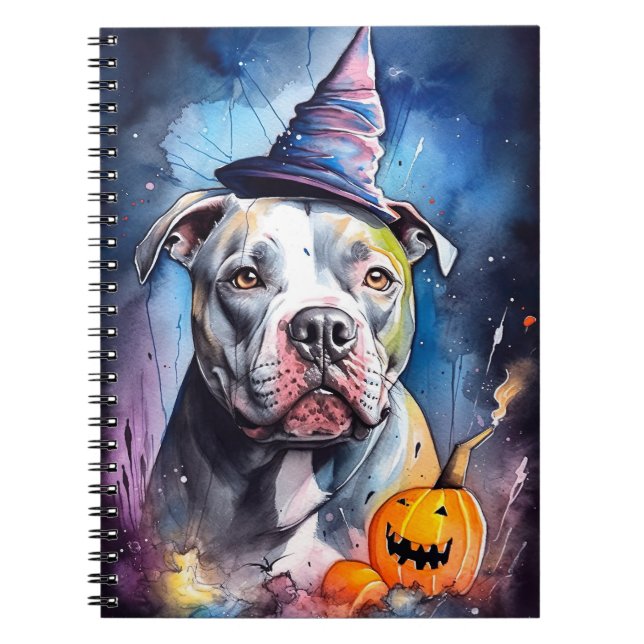Halloween American Staffordshire with Pumpkins Notizblock (Vorderseite)