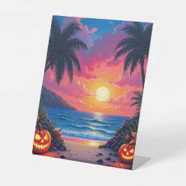 Halloween an einem tropischen Strand Sockelschild