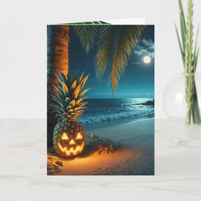 Halloween-Ananas am Strand Karte (Vorderseite)