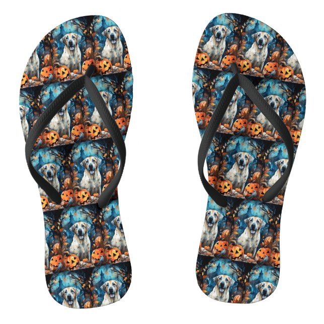 Halloween Anatolischer Schäferhund mit Pumpkins Be Flip Flops (Fußbett)