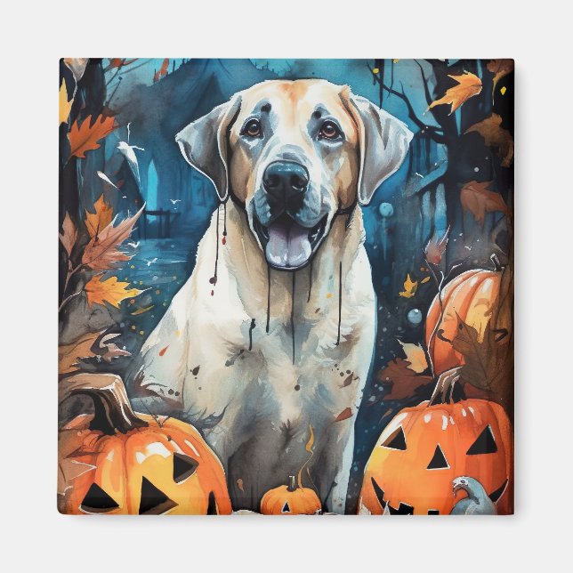 Halloween Anatolischer Schäferhund mit Pumpkins Be Magnet (Vorne)