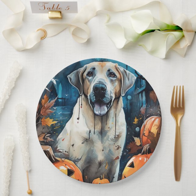 Halloween Anatolischer Schäferhund mit Pumpkins Be Pappteller (Hochzeit)