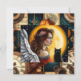 Halloween Angel und Black Cat Card