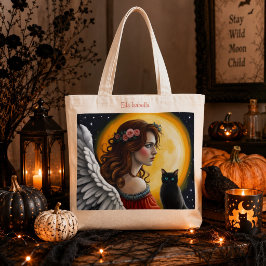 Halloween Angel und Schwarze Katze Tasche