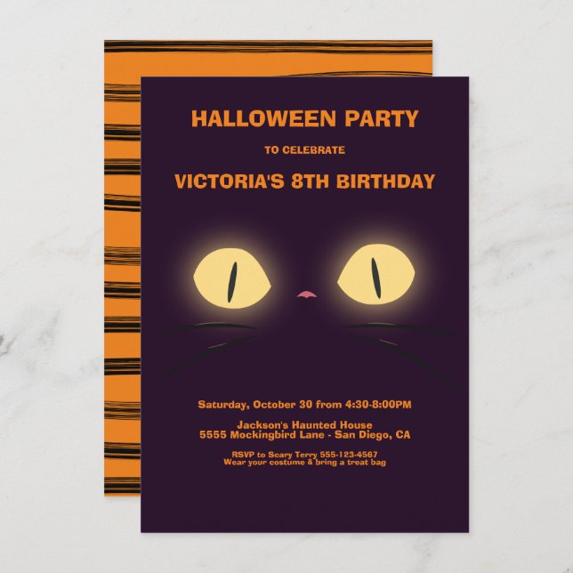 Halloween Anniversaire Chat Eyes invitations (Devant / Derrière)
