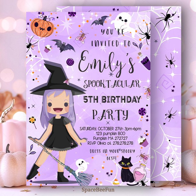 Halloween Anniversaire Invitation Costume Fête Fil (Halloween,pumpki,Birthday invites,Invitation,Costume Party,Girl Witch Halloween,Birthday Party,Spook)