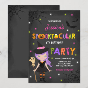 Halloween Anniversaire Invitation sorcière fête d'