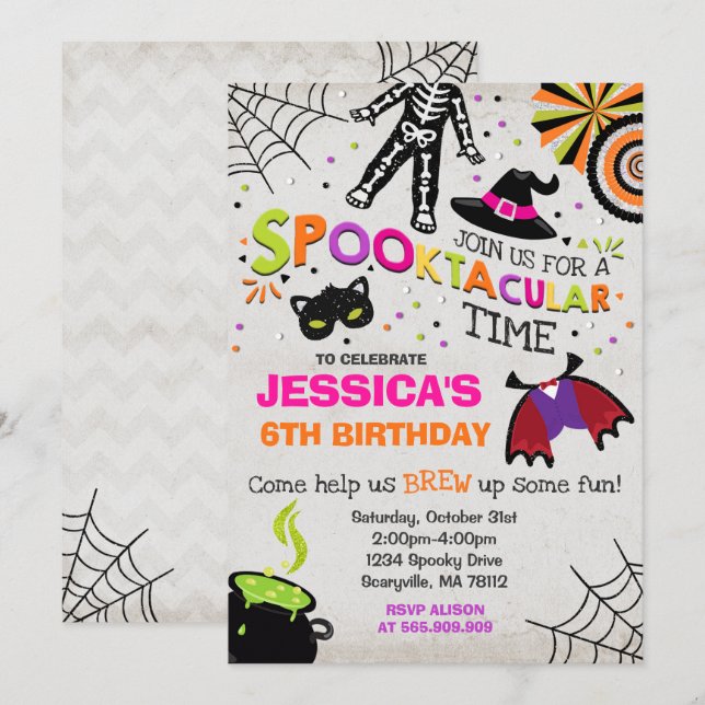 Halloween Anniversaire Invitation Spooktacular Par (Devant / Derrière)