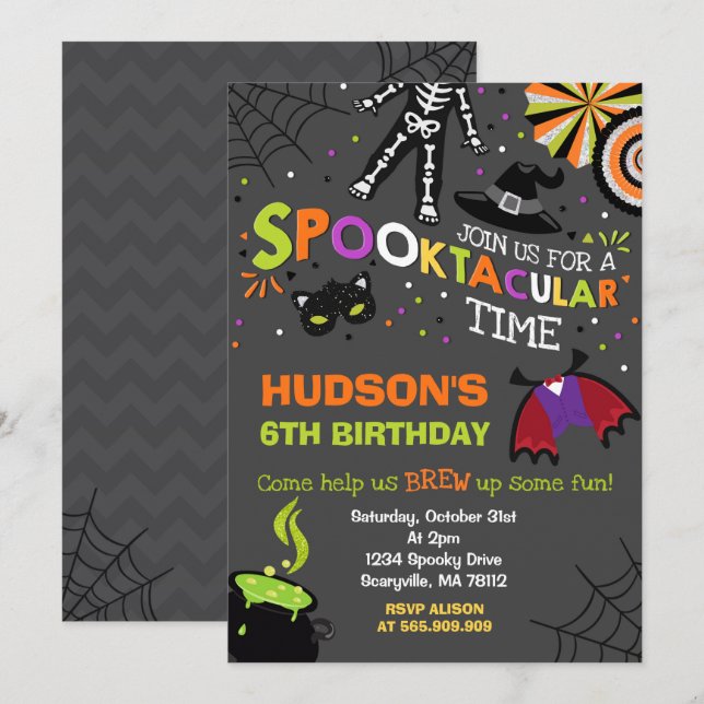 Halloween Anniversaire Invitation Spooktacular Par (Devant / Derrière)