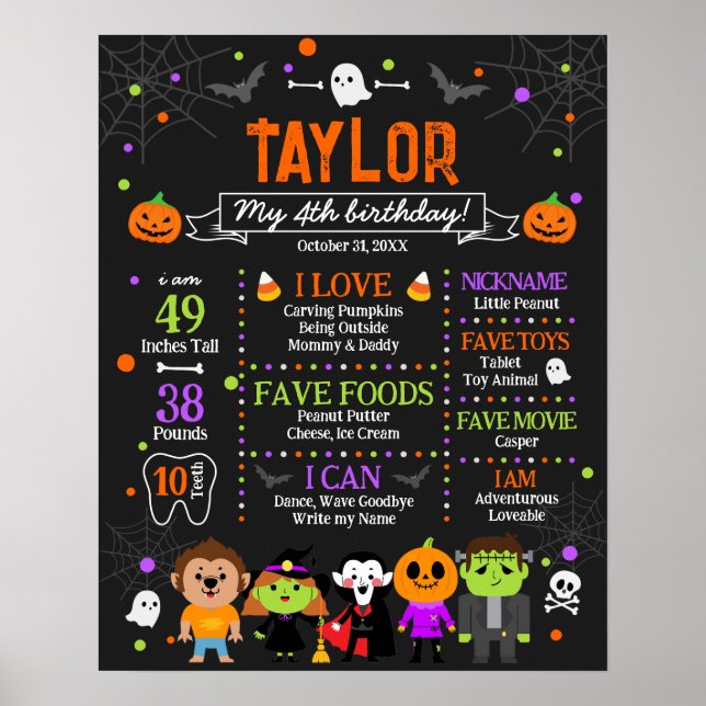 Halloween Anniversaire Jalon Poster N'importe quel (Devant)