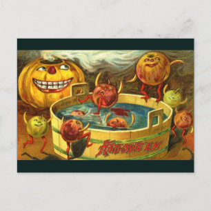 Halloween Apfel-Taucher Postkarte