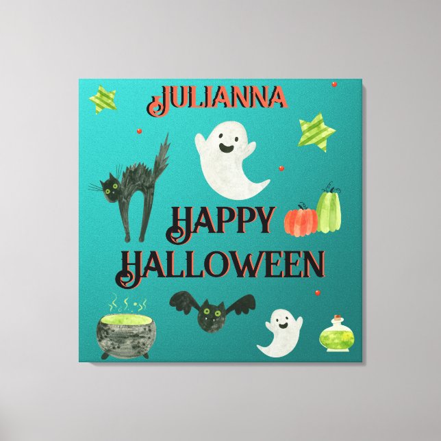Halloween Aquamarin und grün Leinwanddruck (Vorderseite)