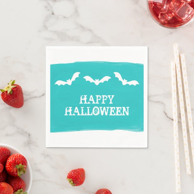 Halloween aquamarines Weißes Wasserfarben Serviette (Beispiel)