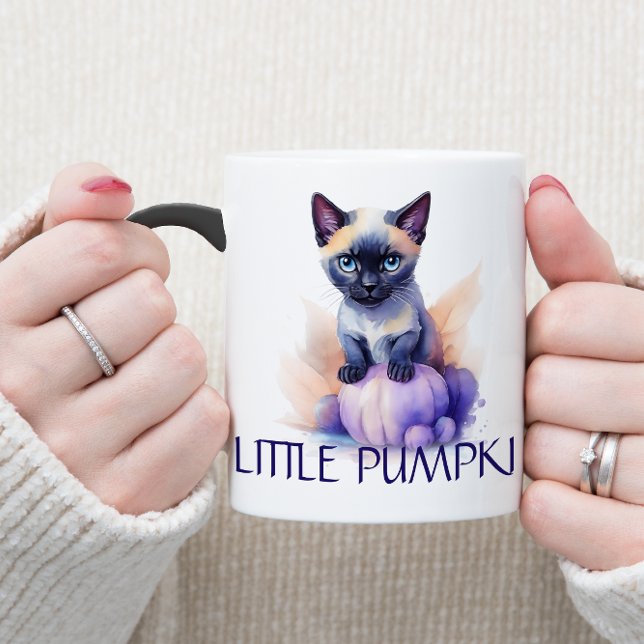 Halloween Aquarellkatze mit Kürbis Verwandlungstasse (Von Creator hochgeladen)