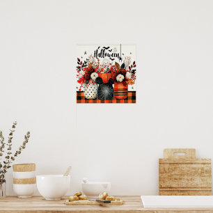 Halloween-Arrangement mit Kürbissen Poster