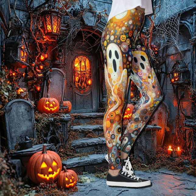 Halloween Art Deco Ghosts Spooky Fun Leggings (Von Creator hochgeladen)
