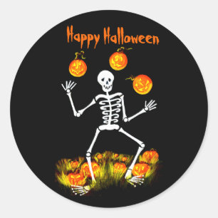 Halloween Art Stickers, Skelett, Jack-O-Lanterns Runder Aufkleber