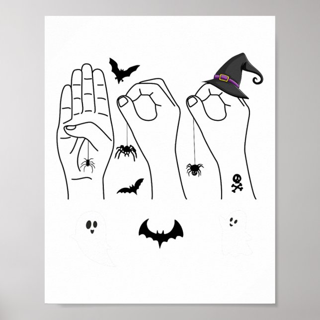 Halloween Asl Hand Gebing Language Deaf Pride Boo  Poster (Vorne)