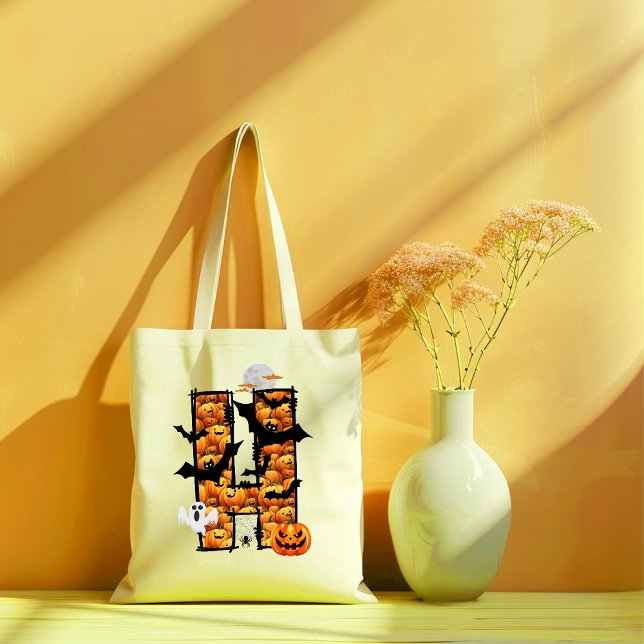 Halloween ästhetischer Brief H Totbeutel Tragetasche (Halloween aesthetic doodle letter H tote bag)