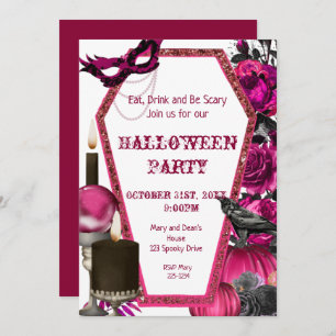 Halloween au café rose, Invitation florale