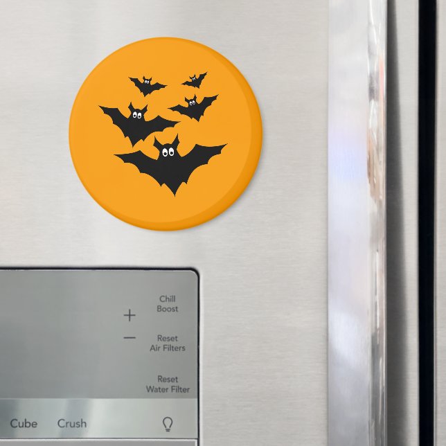Halloween auf Orange coole niedliche Schwarze Fled Magnet (In Situ (Kühlschrank))