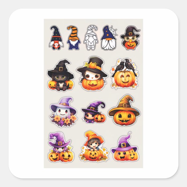 Halloween-Aufkleber Quadratischer Aufkleber (Vorderseite)