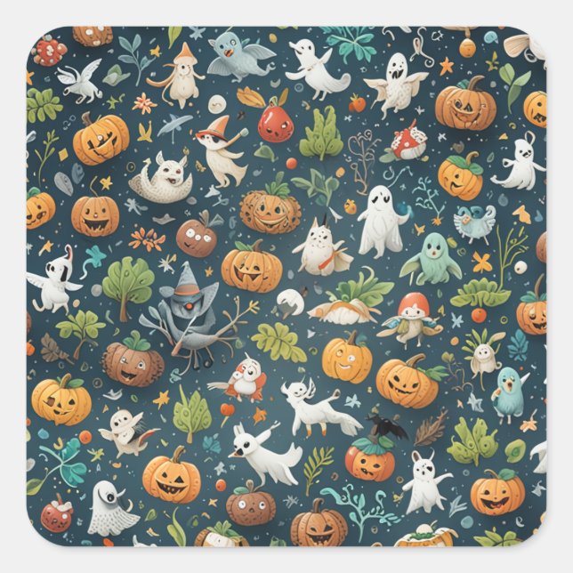 Halloween-Aufkleber Quadratischer Aufkleber (Vorderseite)