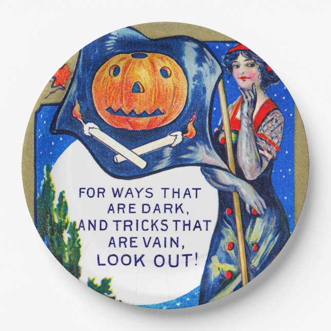 Halloween-Aufpasst-Zeit Pappteller (Vorderseite)