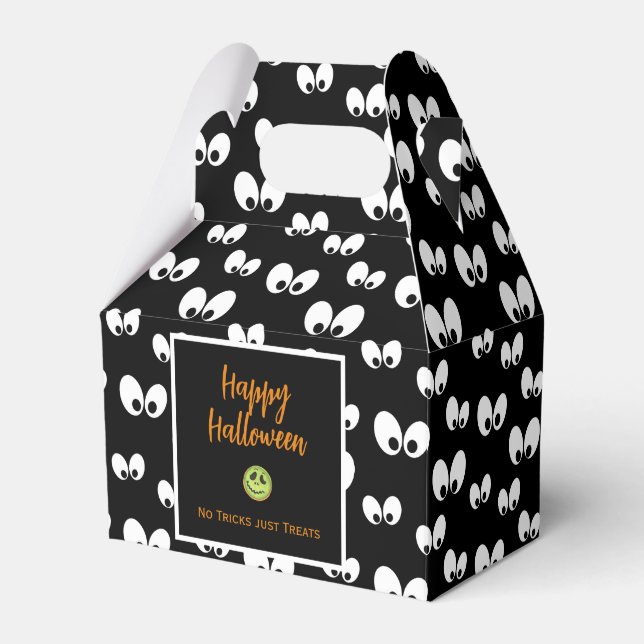 Halloween Augen grün Keks keine Tricks Geschenkschachtel (Vorderseite)
