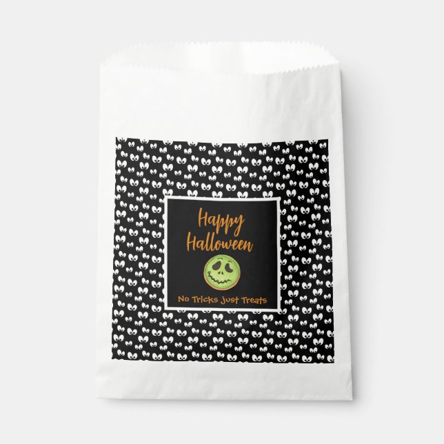 Halloween Augen grün Keks keine Tricks Geschenktütchen (Vorderseite)
