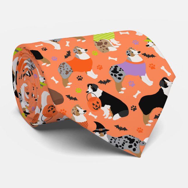 Halloween Australian Shepherd Krawatte (Gerollt)