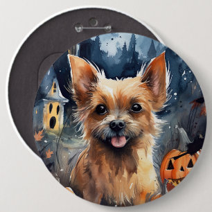 Halloween Australian Terrier with Pumpkins Beängst Button