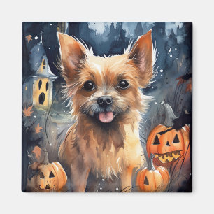 Halloween Australian Terrier with Pumpkins Beängst Magnet