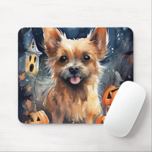Halloween Australian Terrier with Pumpkins Beängst Mousepad