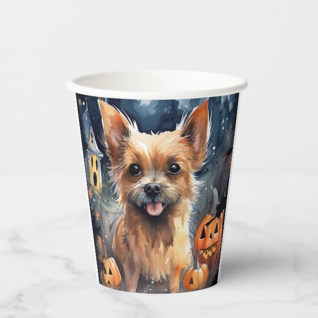 Halloween Australian Terrier with Pumpkins Beängst Pappbecher (Vorderseite)