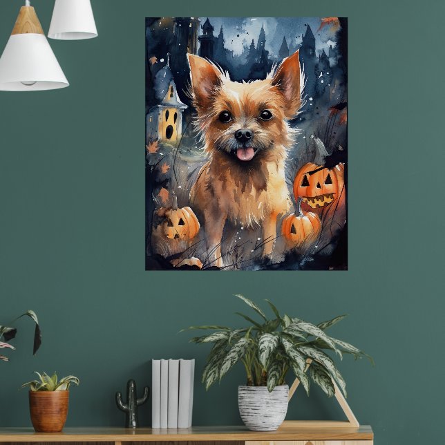 Halloween Australian Terrier with Pumpkins Beängst Poster (Wohnzimmer 1)