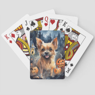 Halloween Australian Terrier with Pumpkins Beängst Spielkarten