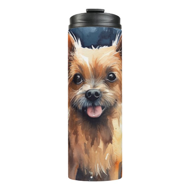 Halloween Australian Terrier with Pumpkins Beängst Thermosbecher (Vorderseite)