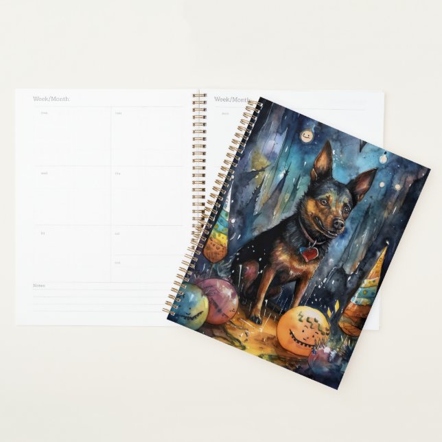 Halloween Australische Kelpie mit Pumpkins Beängst Planer (Anzeige)