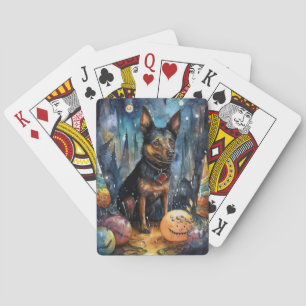 Halloween Australische Kelpie mit Pumpkins Beängst Spielkarten