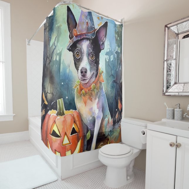 Halloween Australische Rinder mit Pumpkins Beängst Duschvorhang (Beispiel)