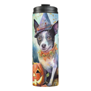 Halloween Australische Rinder mit Pumpkins Beängst Thermosbecher