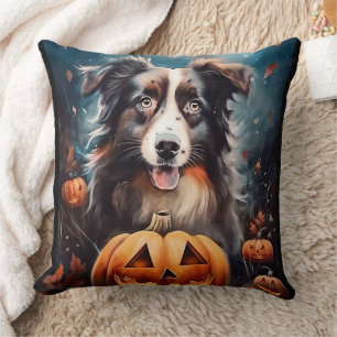 Halloween Australischer Schäferhund mit Pumpkins B Kissen