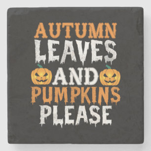 Halloween Autumn Leaves And Pumpkins Birthday Steinuntersetzer