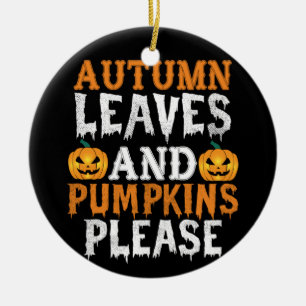 Halloween Autumn Leaves und Pumpkins Birthday Keramik Ornament