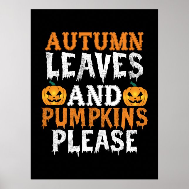 Halloween Autumn Leaves und Pumpkins Birthday Poster (Vorne)