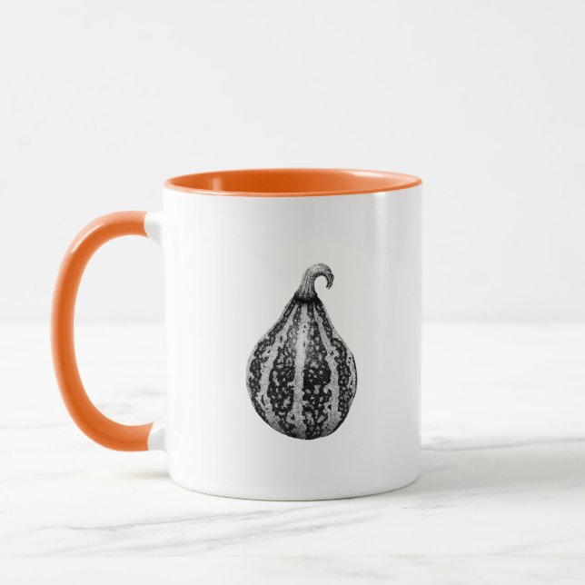 Halloween Autumn Pumpkin Ink Stipple Zeichnend Tasse (Links)
