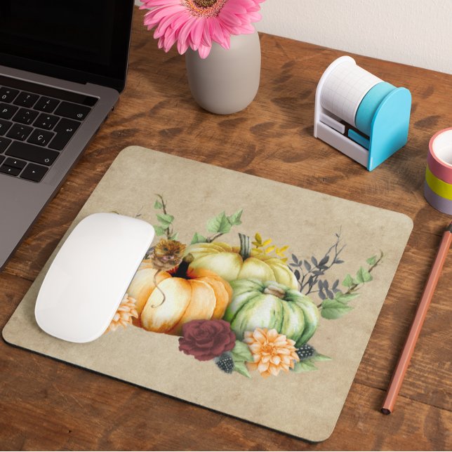 Halloween Autumn Pumpkin Watercolor Mousepad (Von Creator hochgeladen)