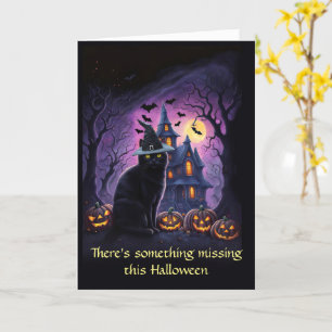Halloween Away in der Uni Niedlich Witchy Cat Karte