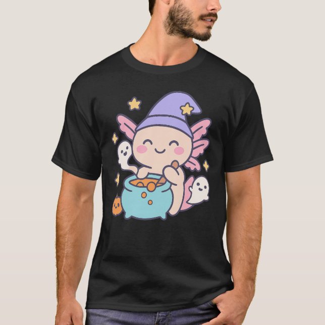 Halloween Axolotl Kürbis Süß Kawaii Geist Kinder T-Shirt (Vorderseite)